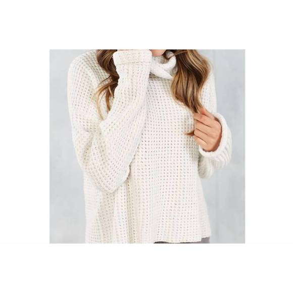 NEW MUDPIE wendy waffle knit sweater in cream - Picture 2 of 3